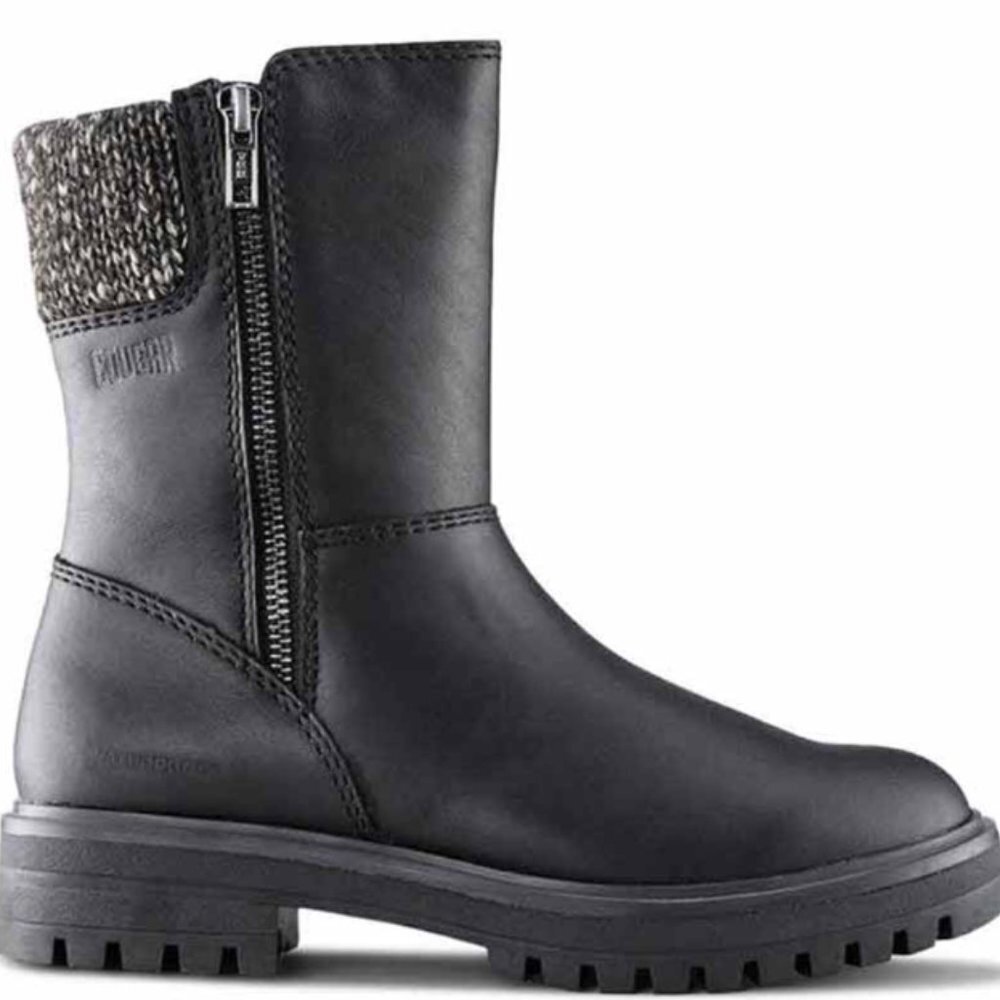 Cougar  Black leather double zip Neptune women's winter boots Size 8/EUR 38.5